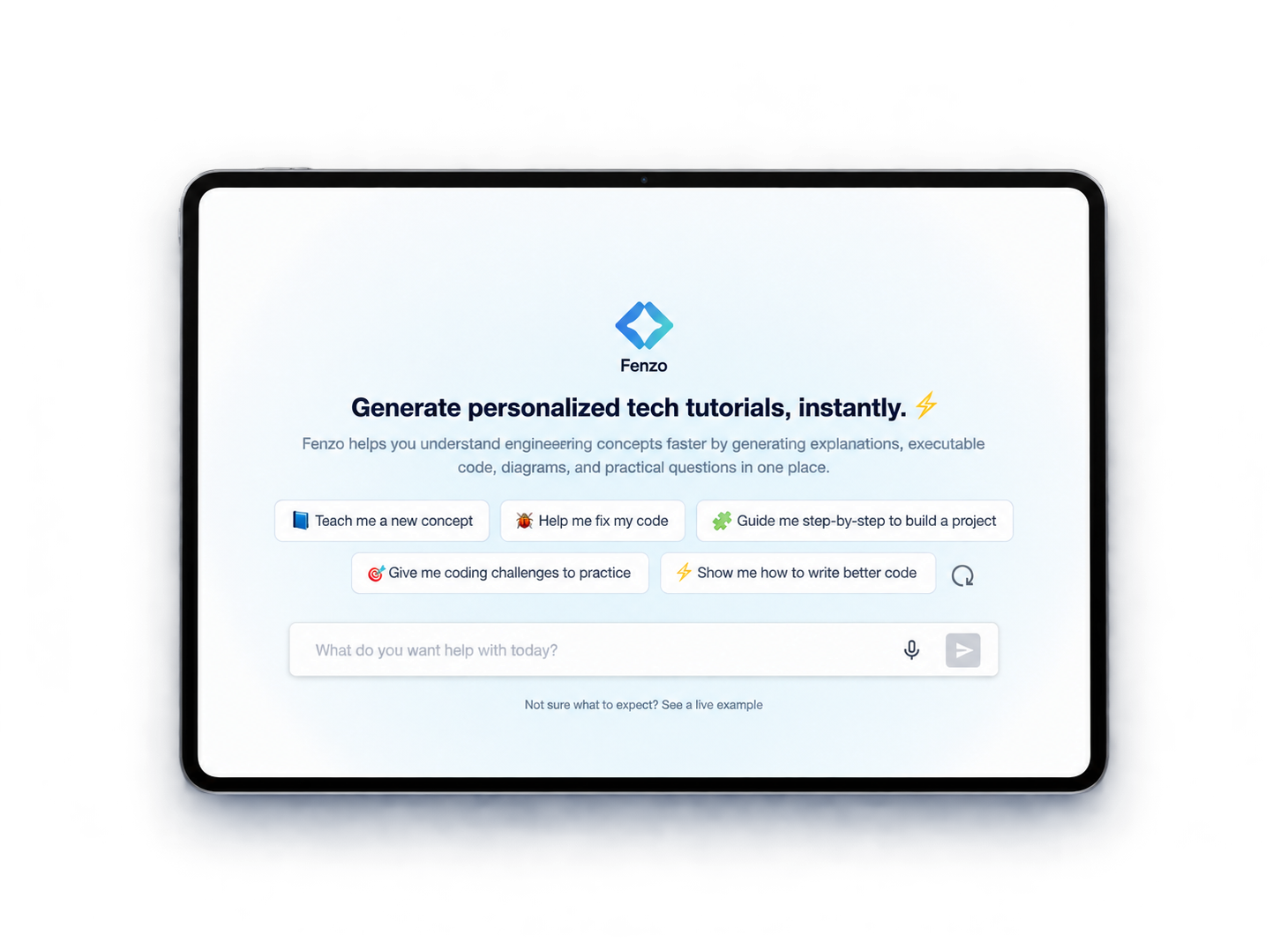 AI Tutor activation experience mockup