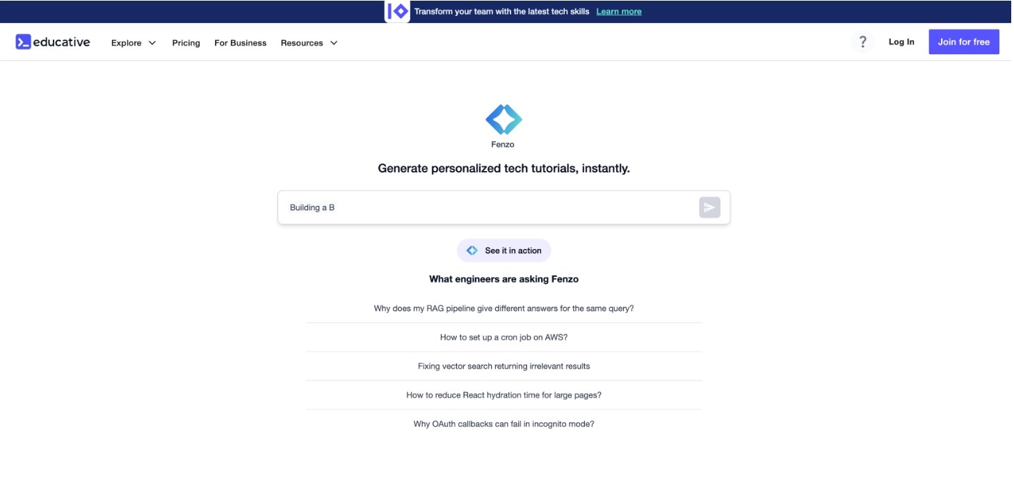 The landing page after dismissing the modal