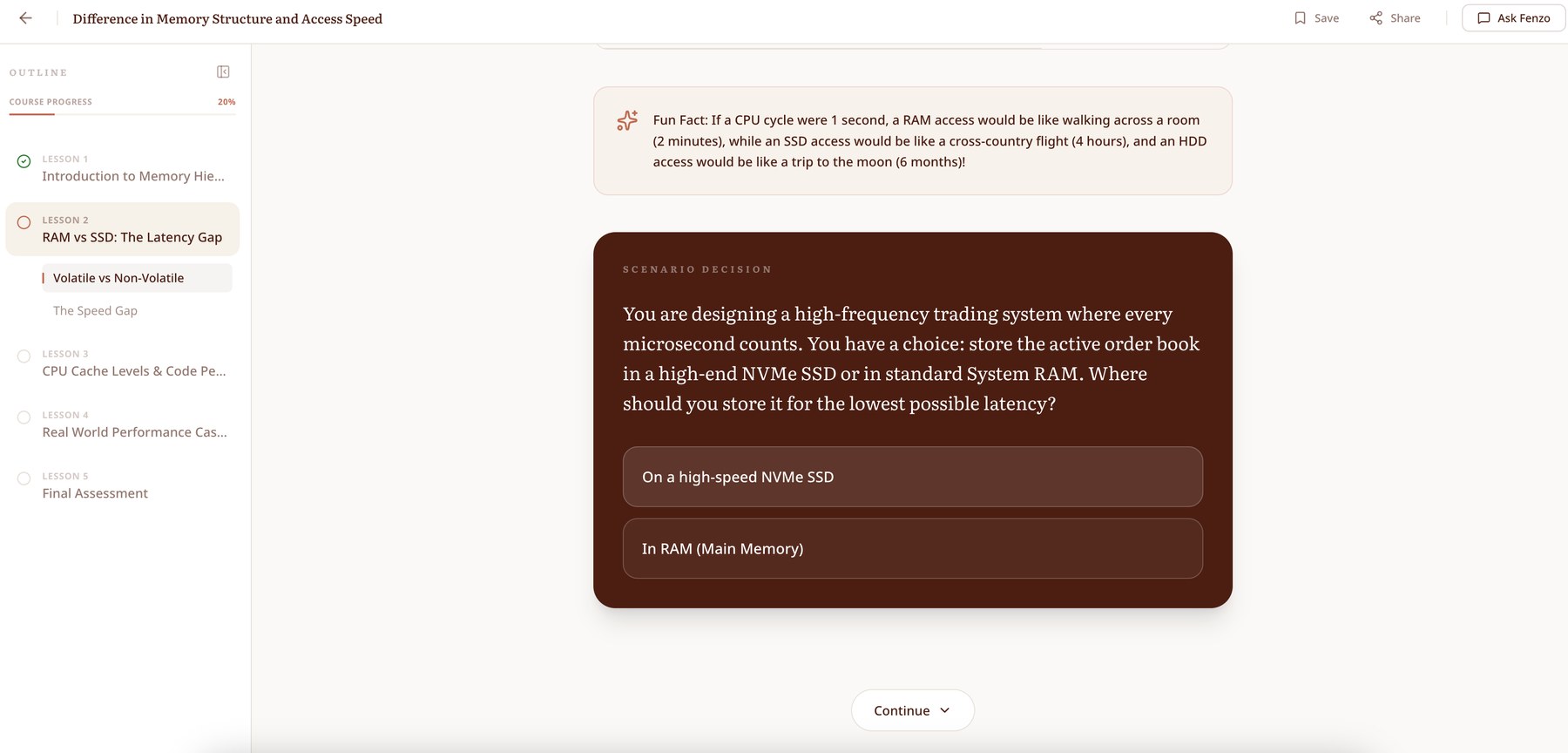 Prototype lesson with an embedded question widget