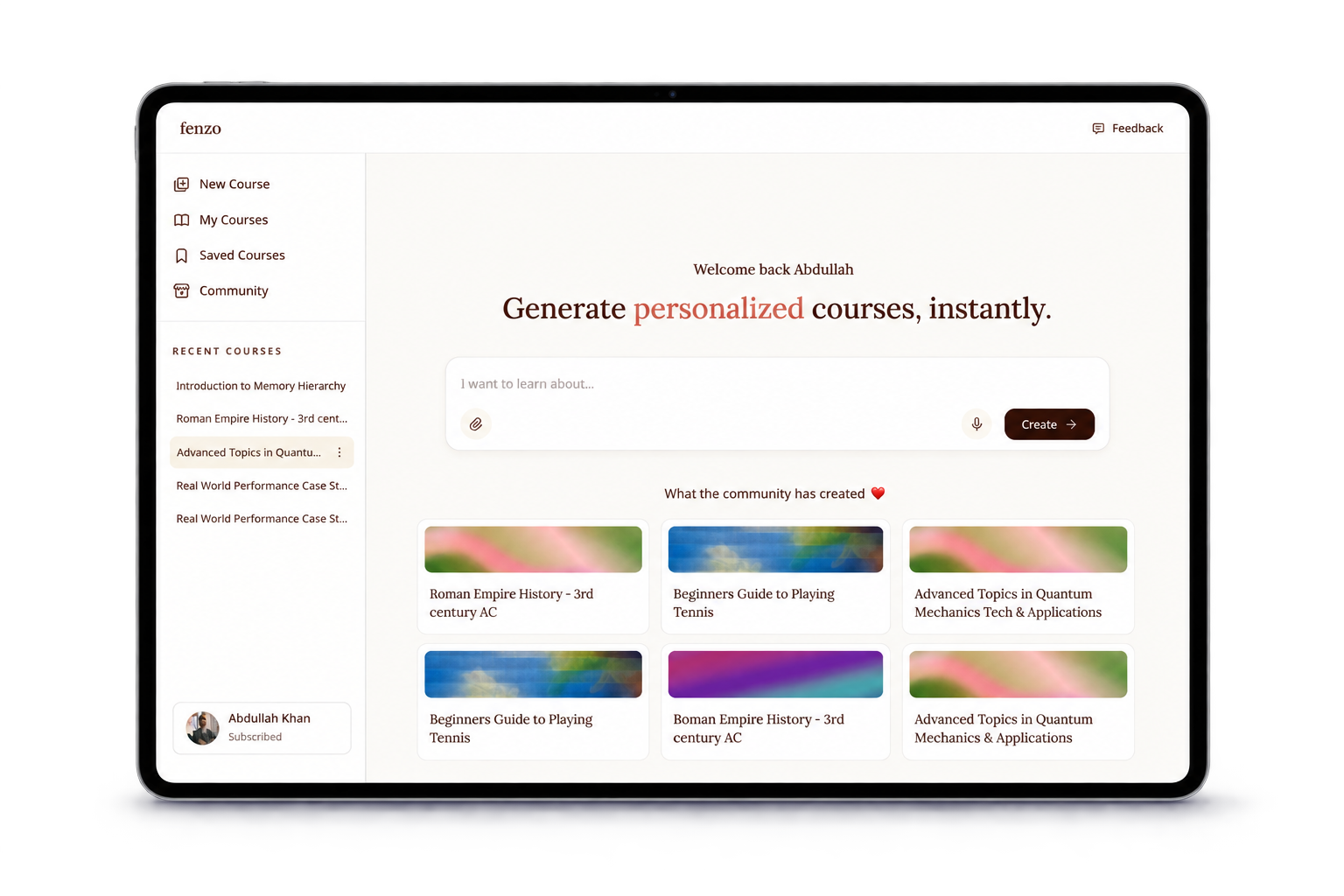 Fenzo AI learning product